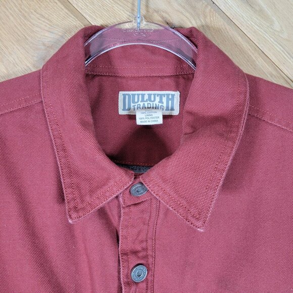 Duluth Trading Men XL/Tall Maroon Fleece Lined Shirt Jacket Shacket Heavy Canvas - Picture 3 of 14